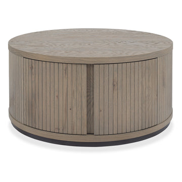 Bentley Designs Vega Grey Oiled Oak & Peppercorn Round Coffee Table